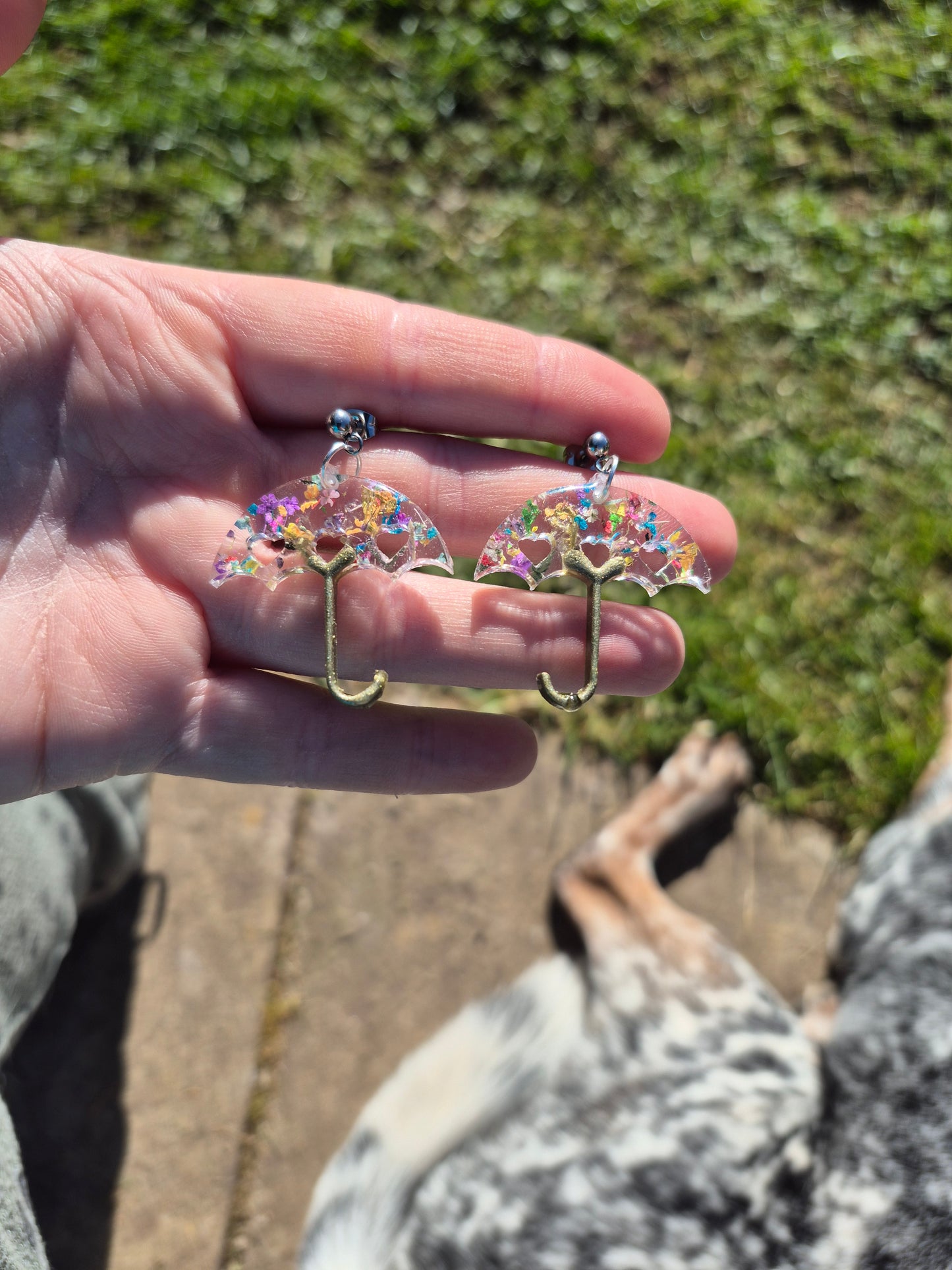 Floral umbrella earrings