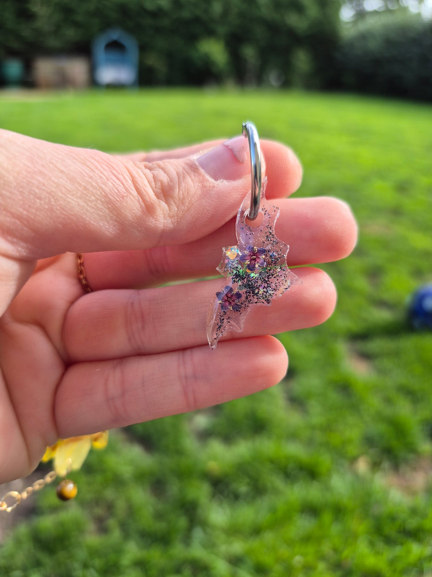 Floral bat hoop charms