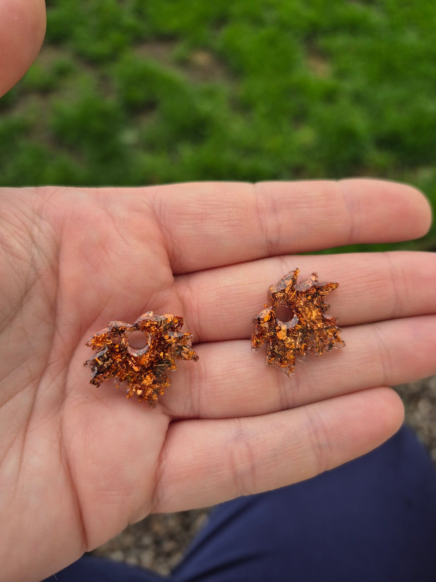 Maple leaf hoop charms