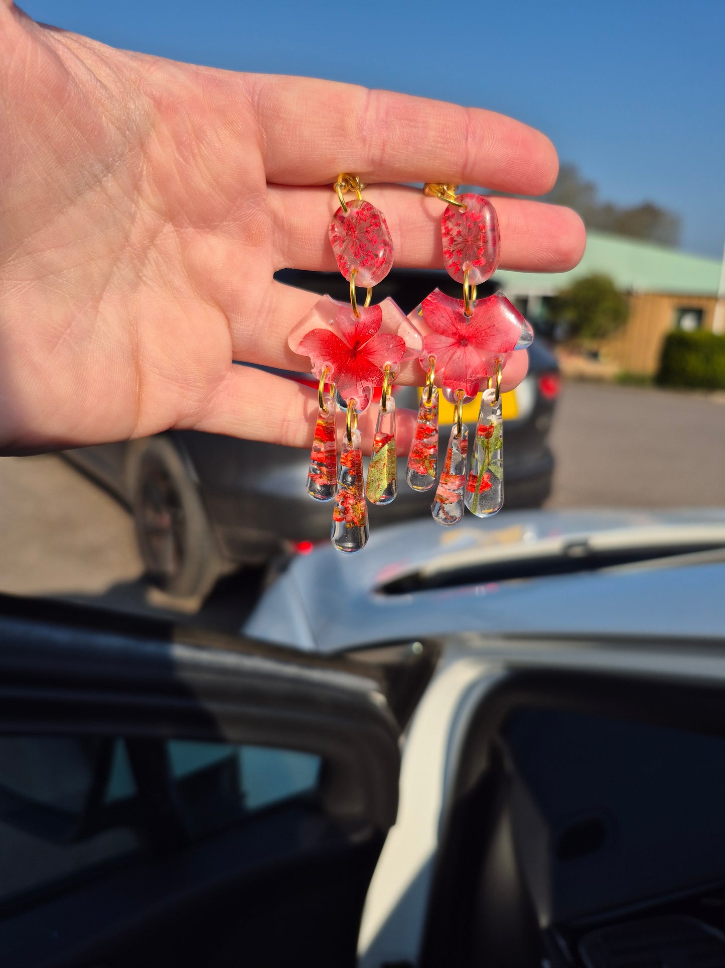 Red flower dangles