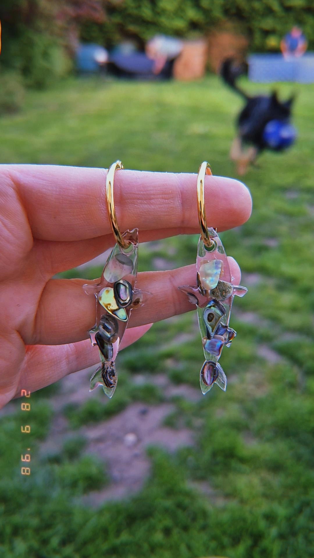 Abalone shell sardine hoop charms