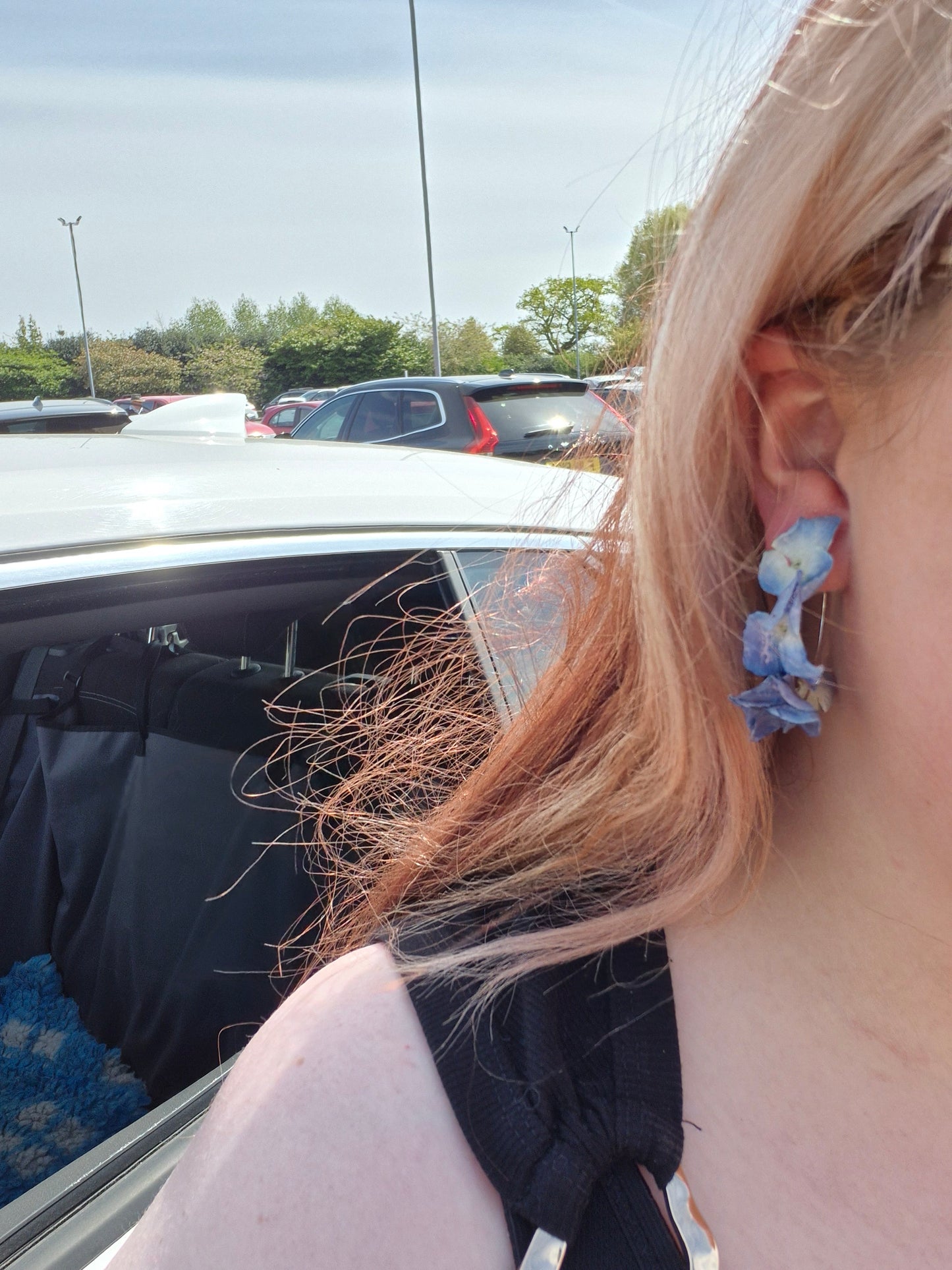 Real blue hydrangea flower hoops