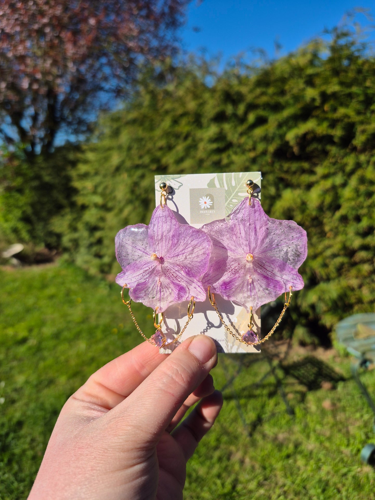 Pink phalaenopsis orchid earrings