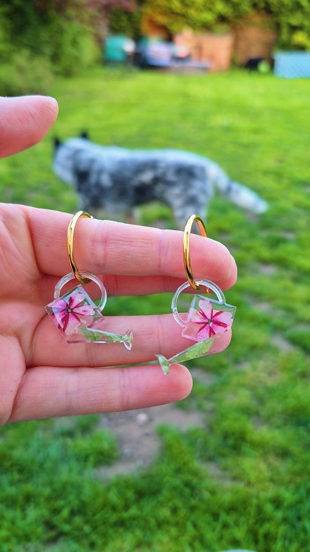 Floral watering can hoop charms
