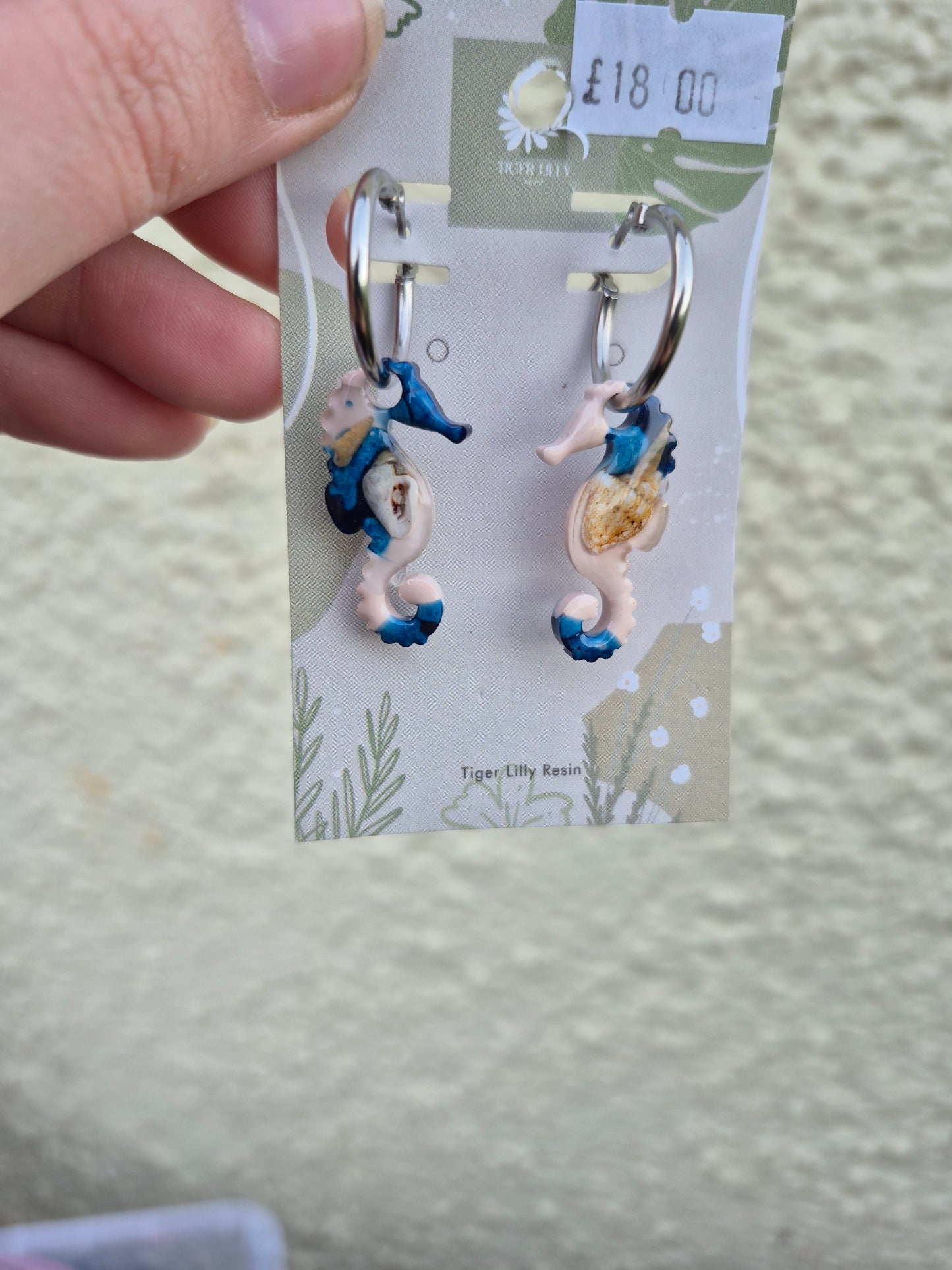 Sea horse hoop earrings