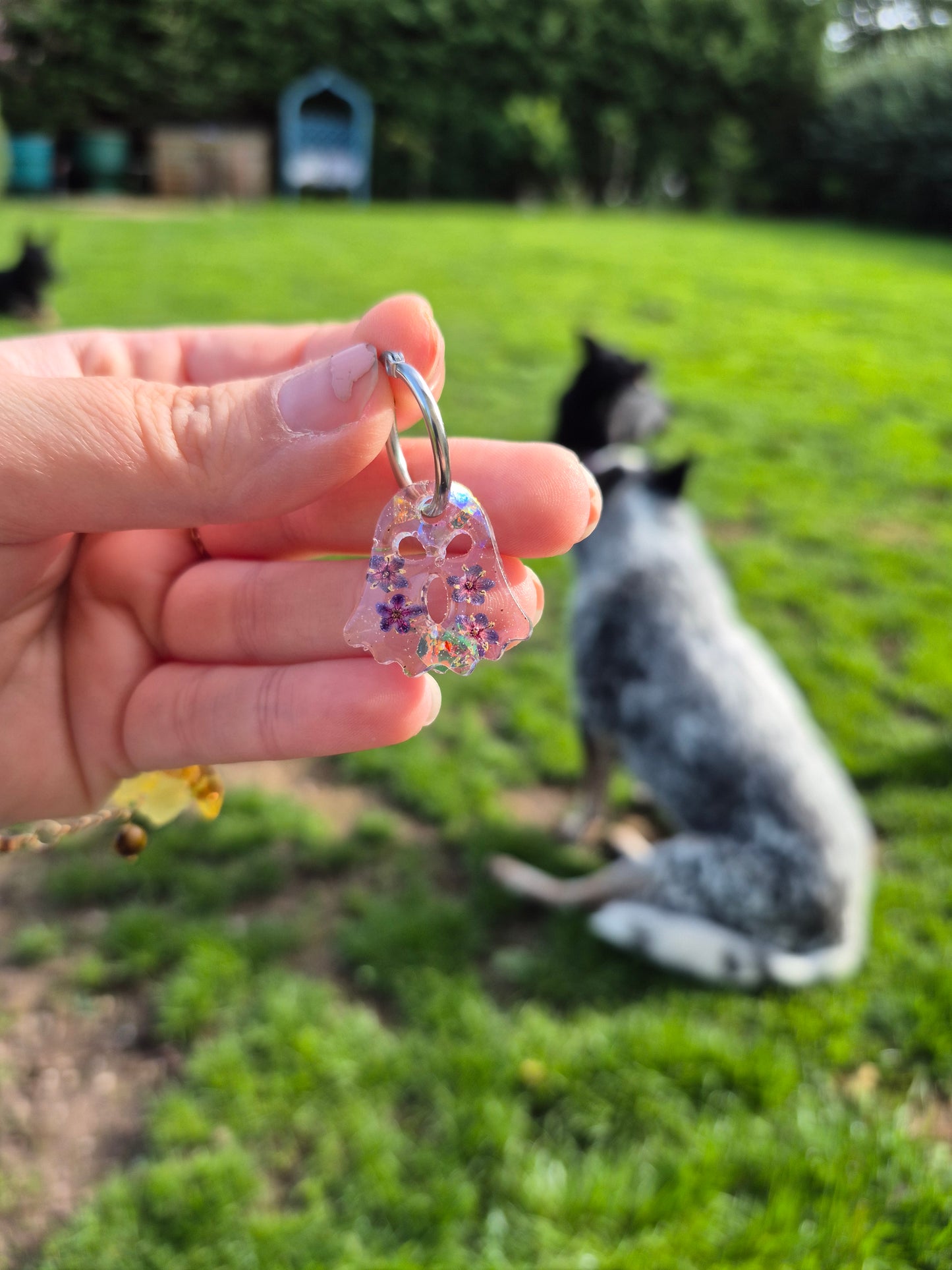 Floral ghost hoop charms
