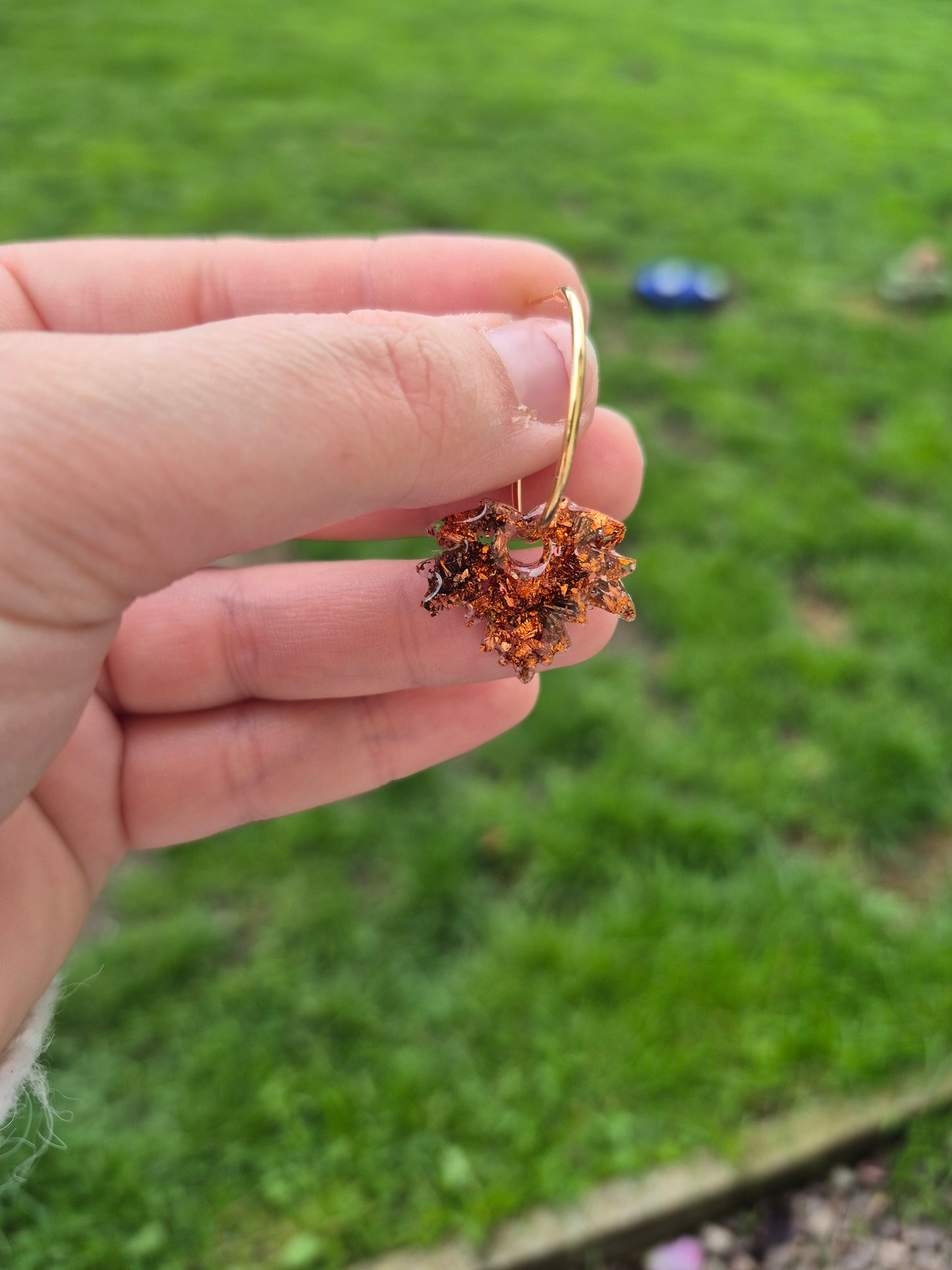 Maple leaf hoop charms