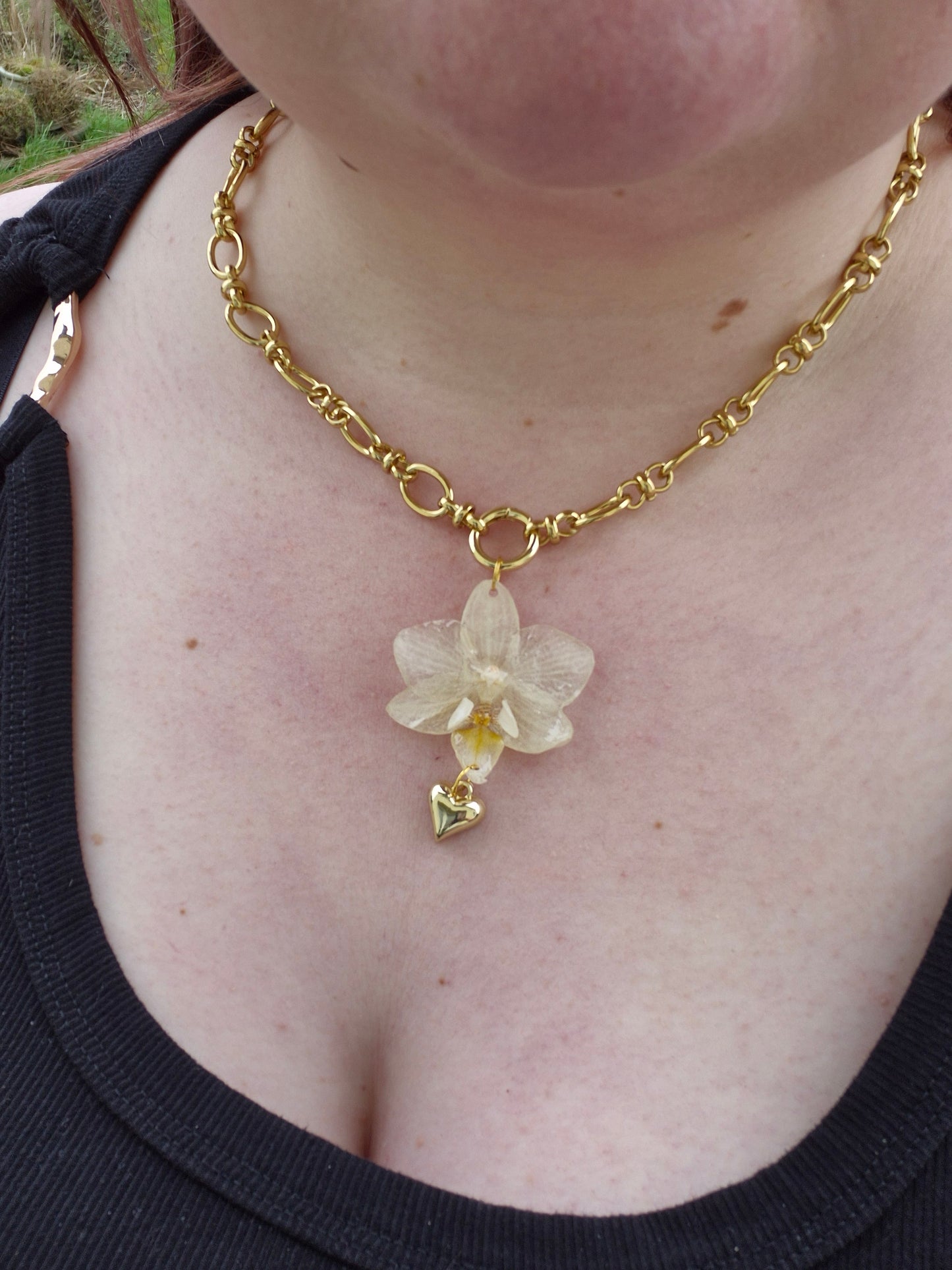 White phalaenopsis orchid necklace