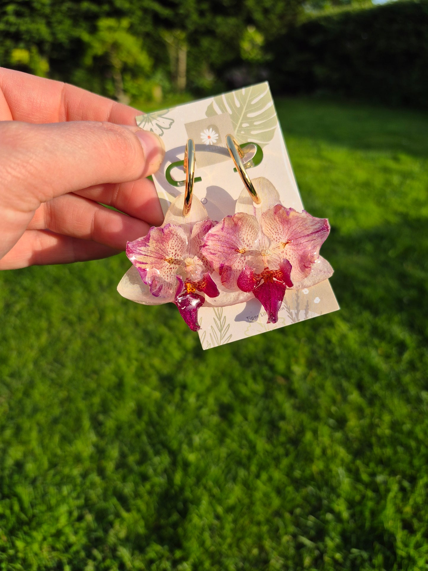 Rare peloric orchids resin earrings