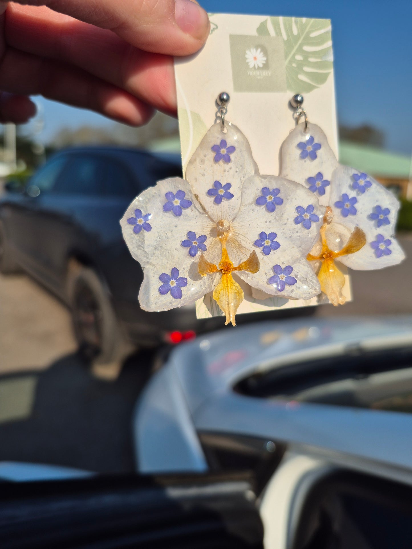 forget me not orchid earrings