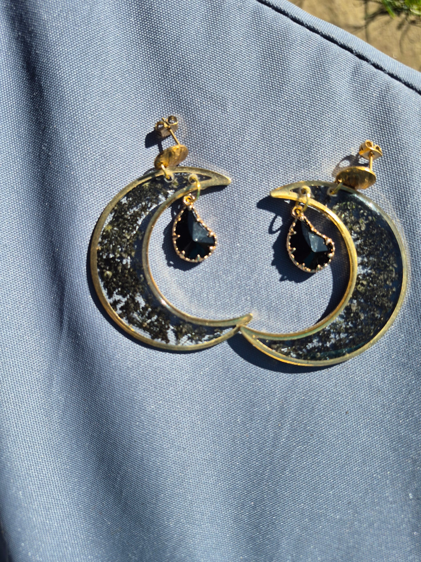 Black lace flower crescent moons