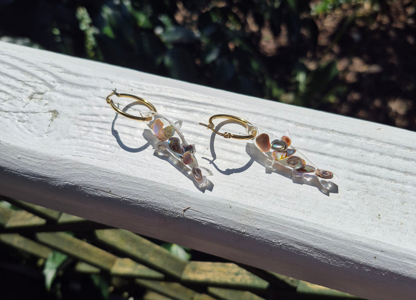 Abalone shell sardine hoop charms