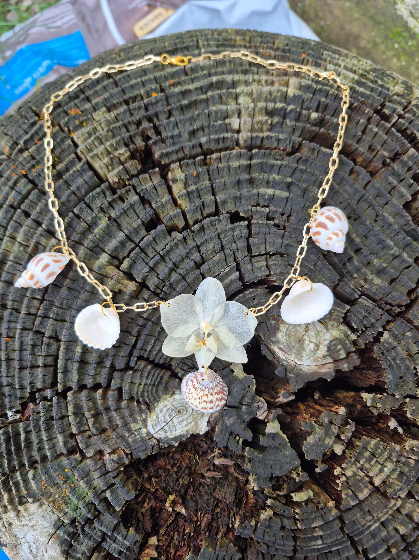 Large Phalaenopsis white sea necklace