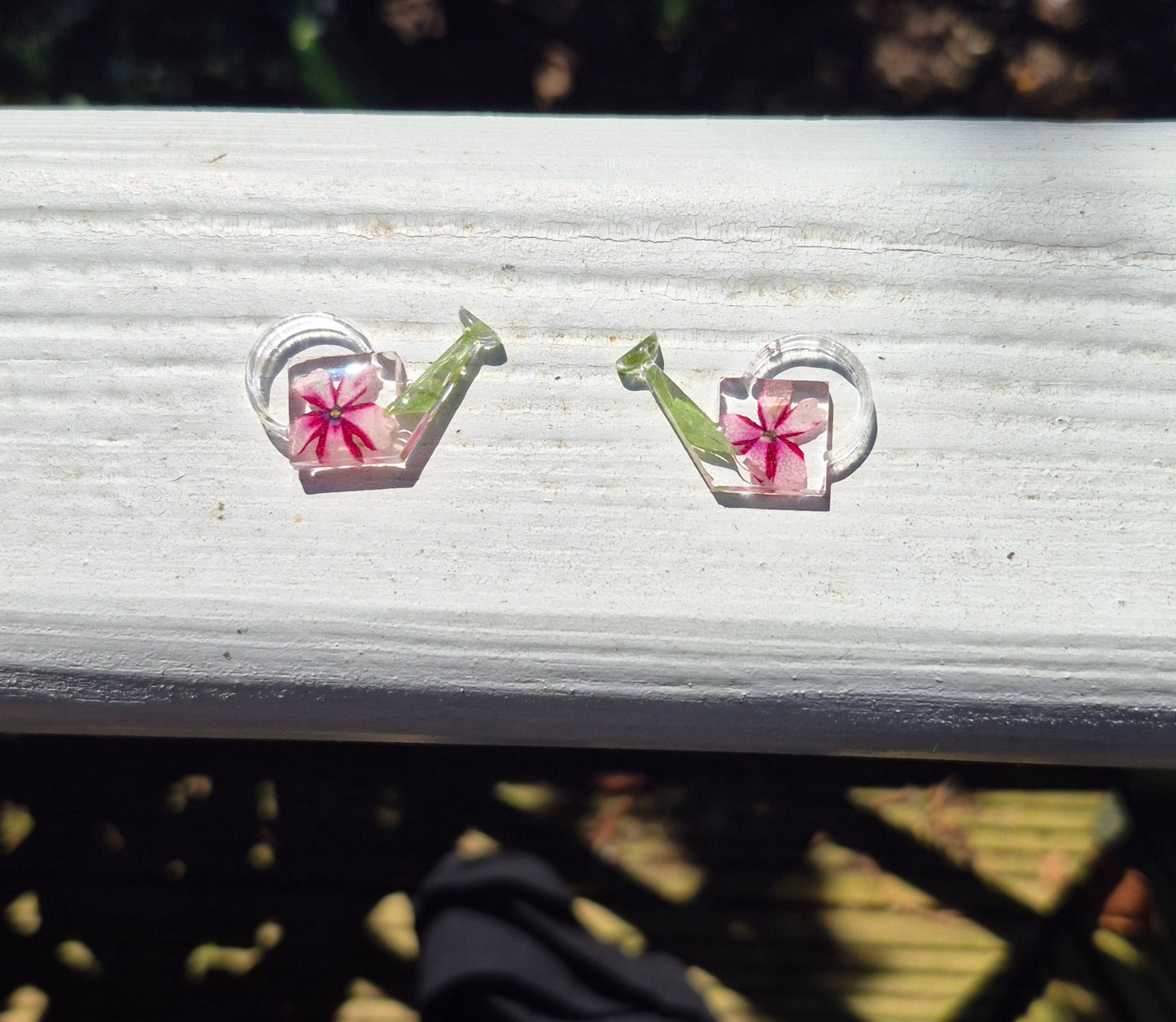 Floral watering can hoop charms