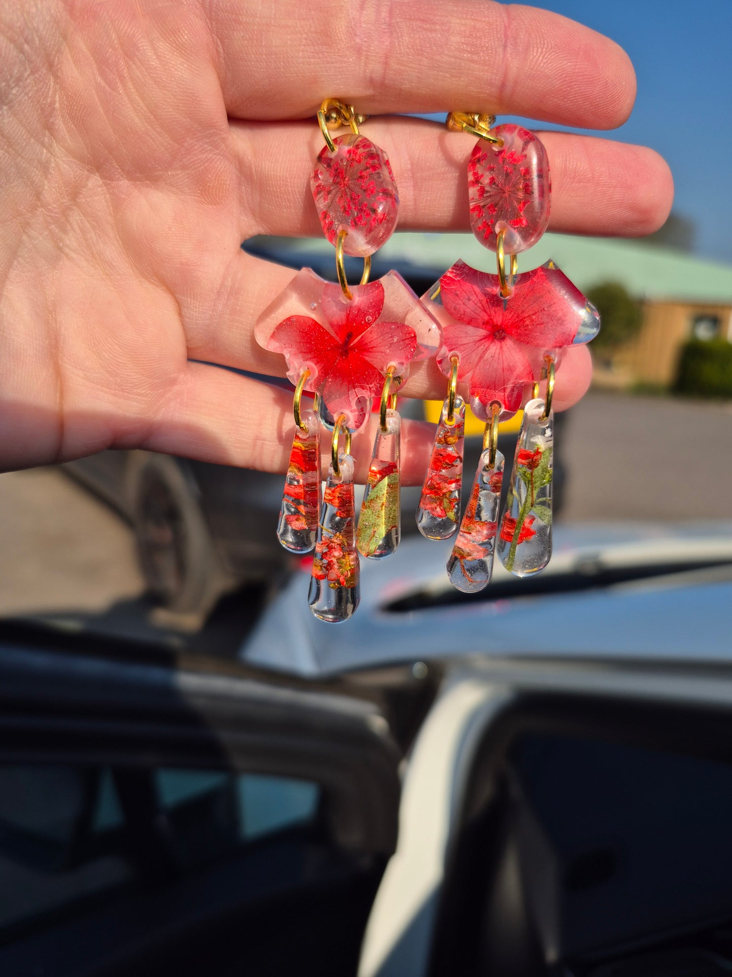 Red flower dangles