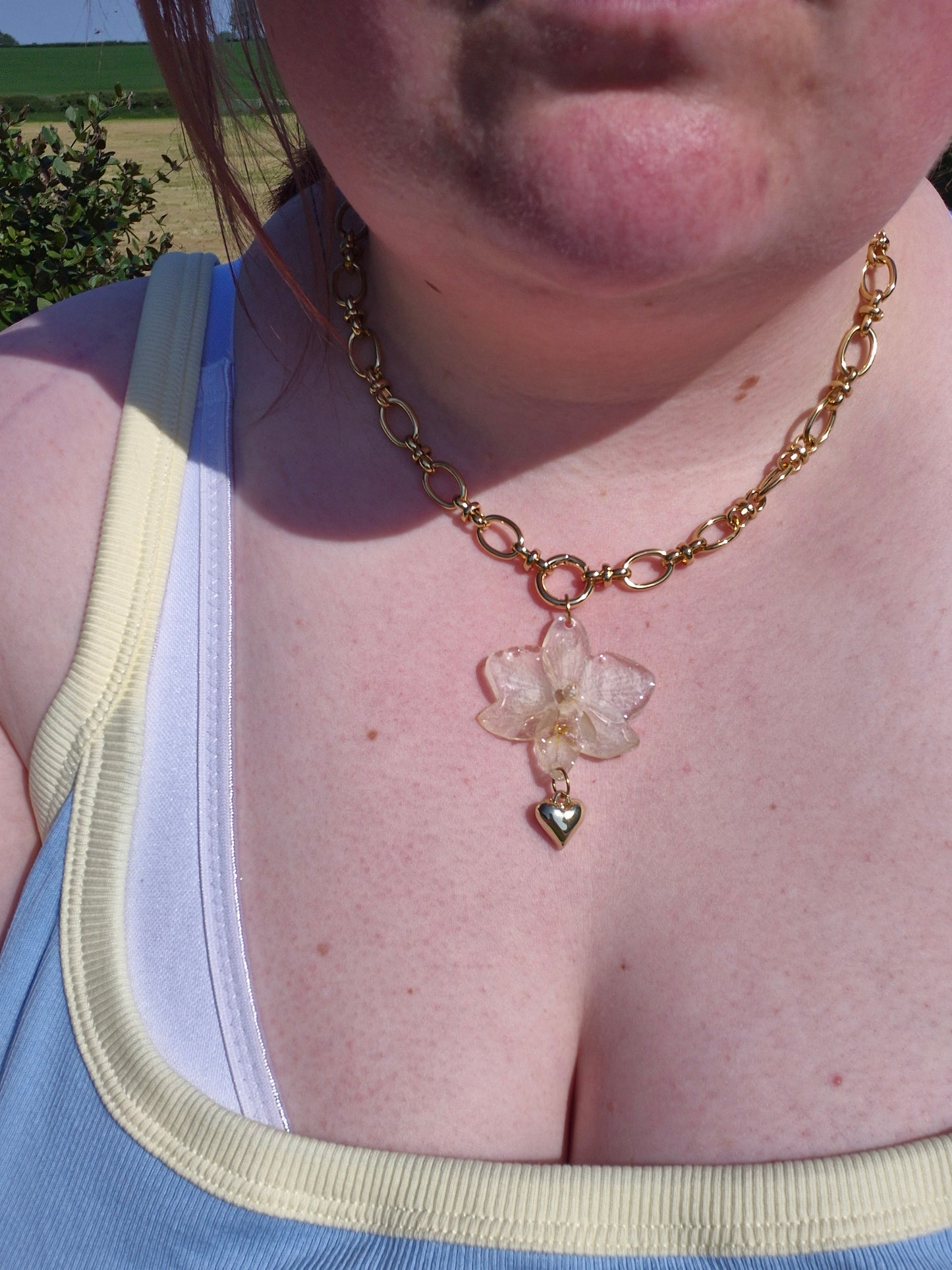 White phalaenopsis orchid necklace