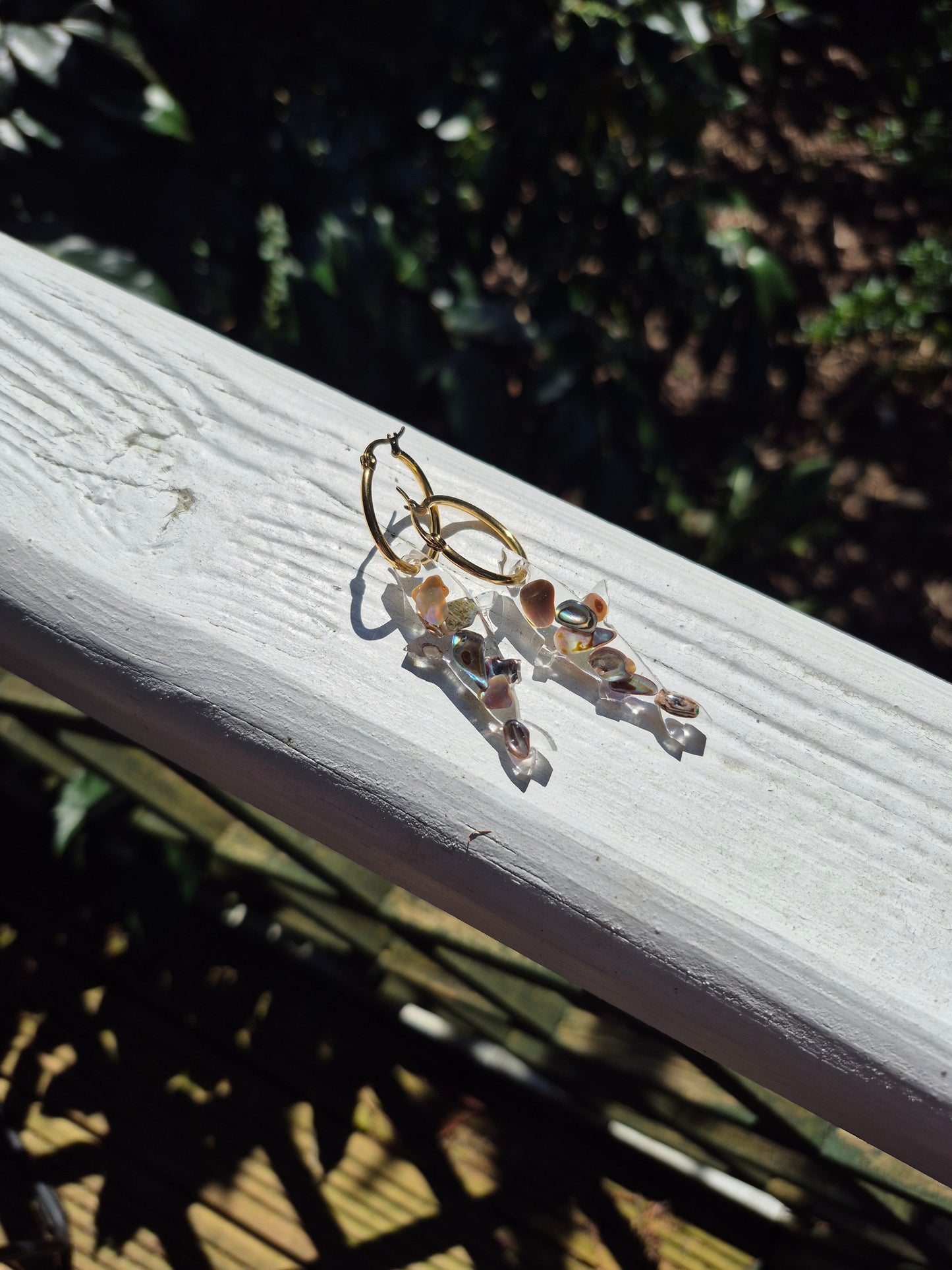 Abalone shell sardine hoop charms