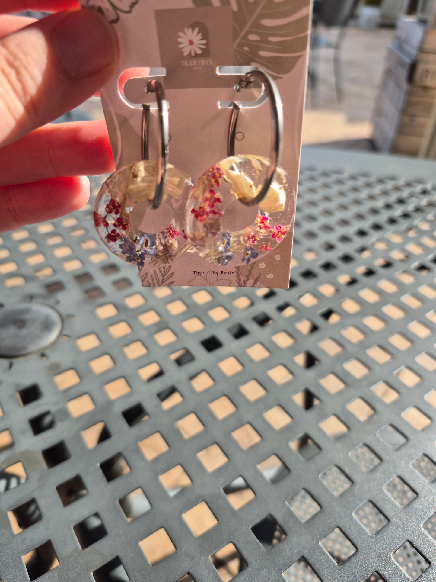 Woodland flower hoop earrings