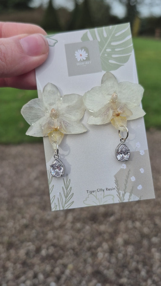 White phalaenopsis crystal studs