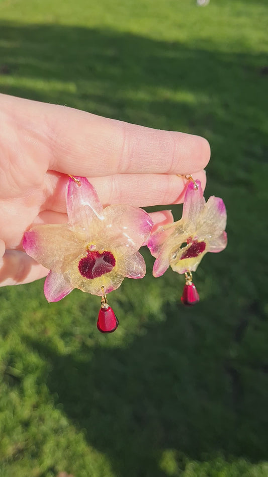 Dendrobium orchid earrings