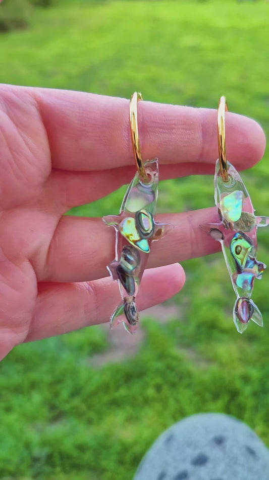 Abalone shell sardine hoop charms