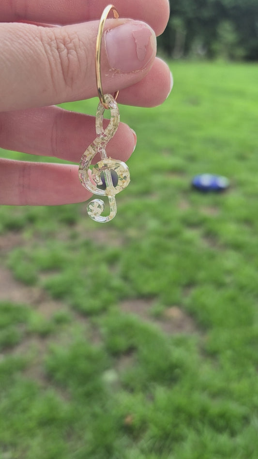 Treble clef floral hoop charm