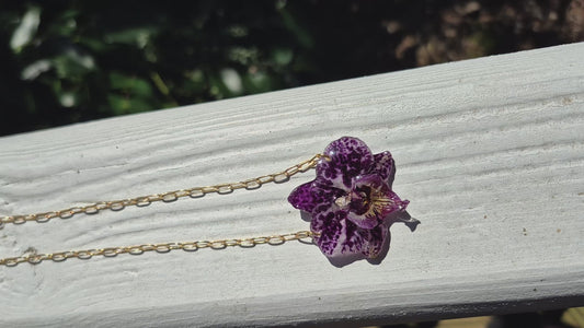 Purple Phalaenopsis orchid necklace