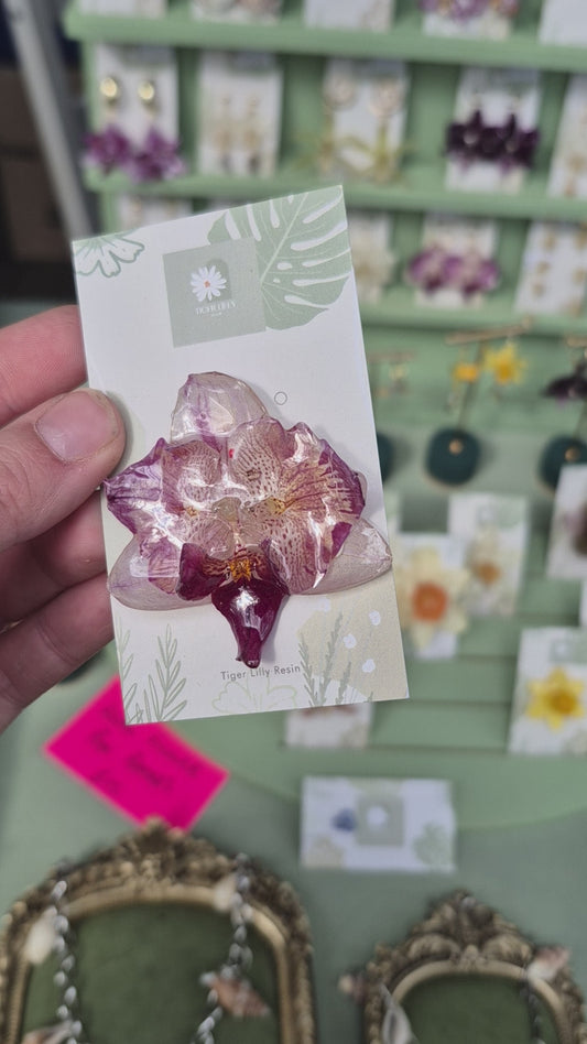 Real phalaenopsis orchid pin badge