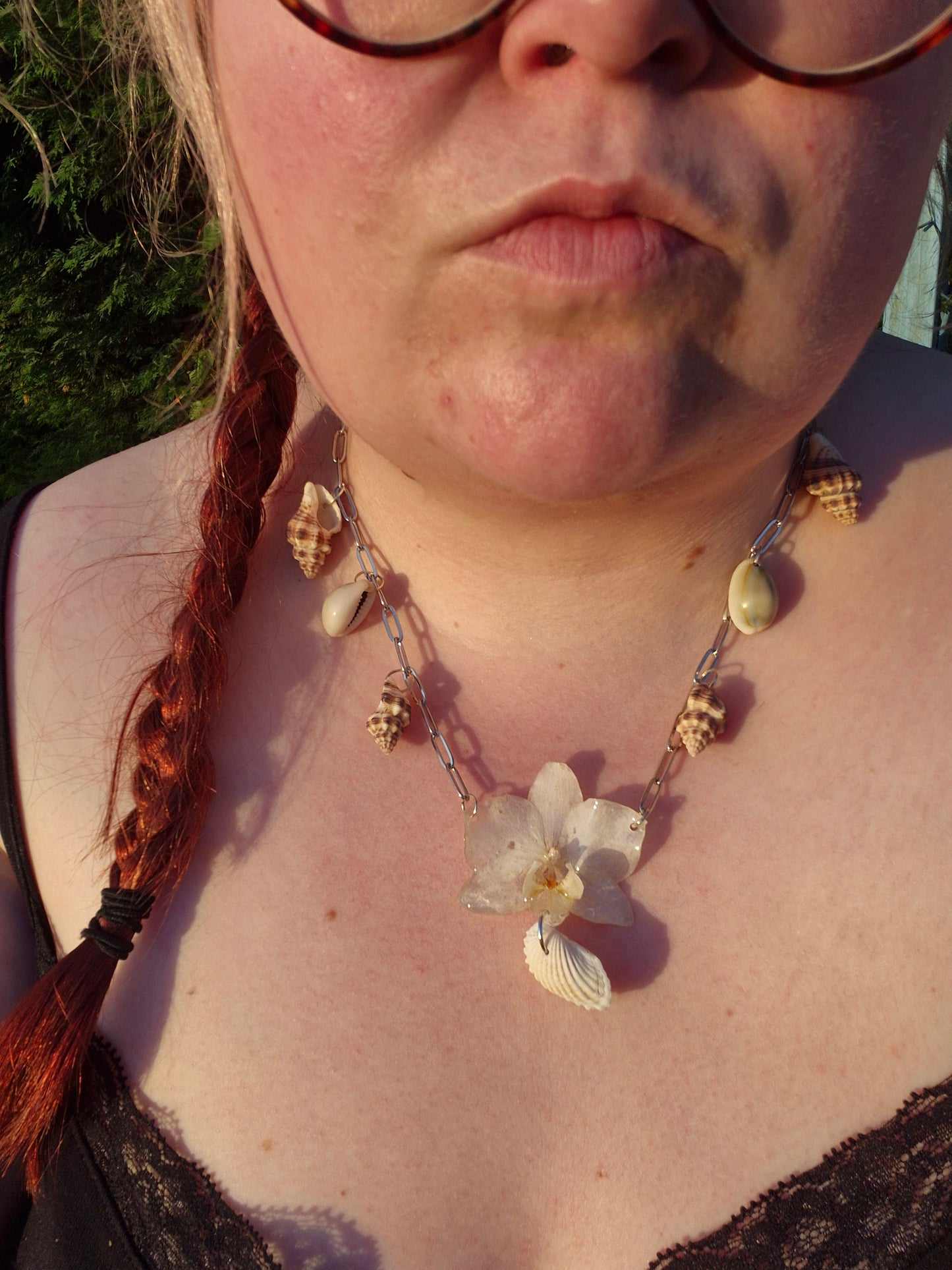 Large Phalaenopsis white sea necklace