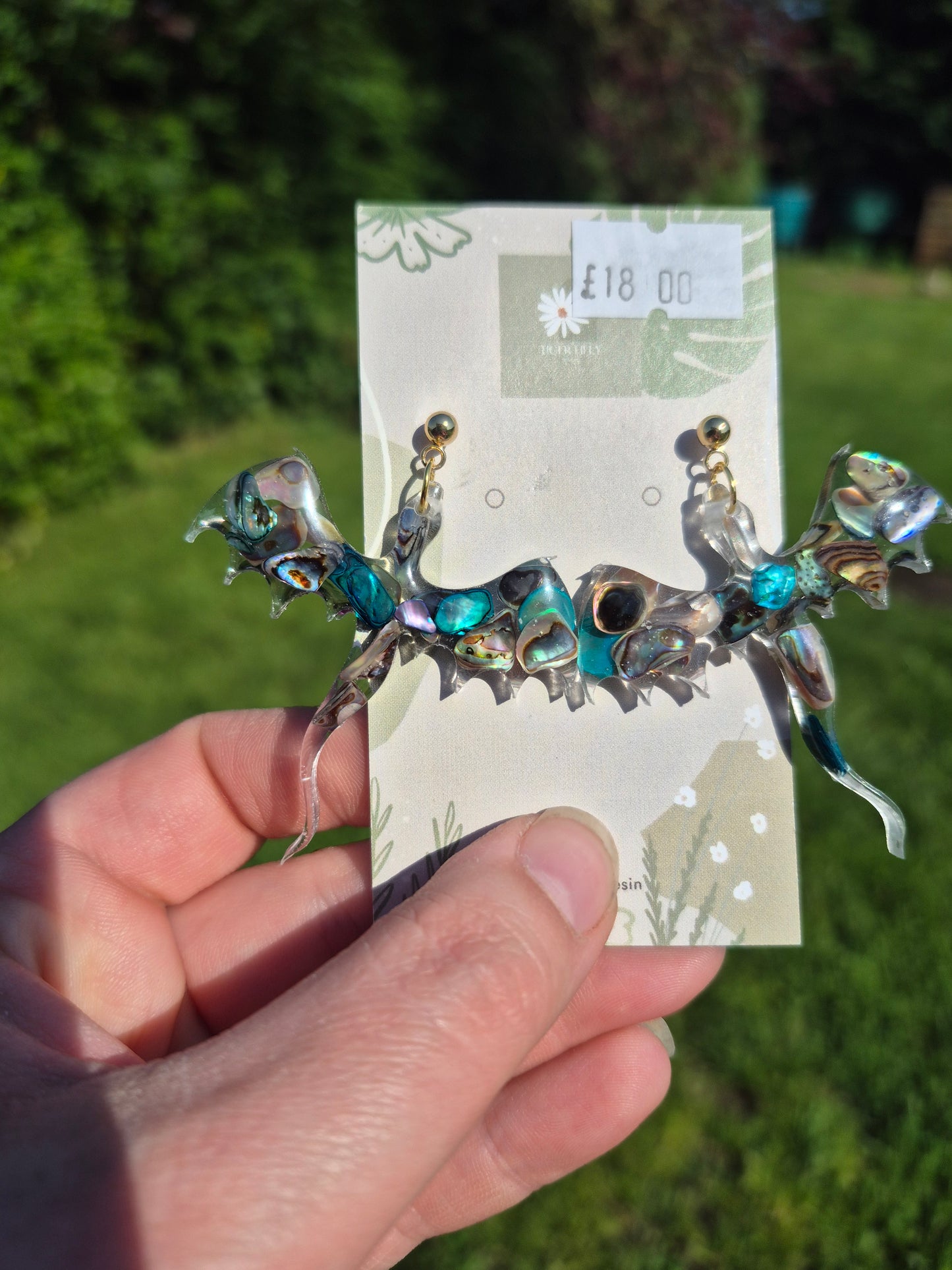Abalone shell dragon earrings