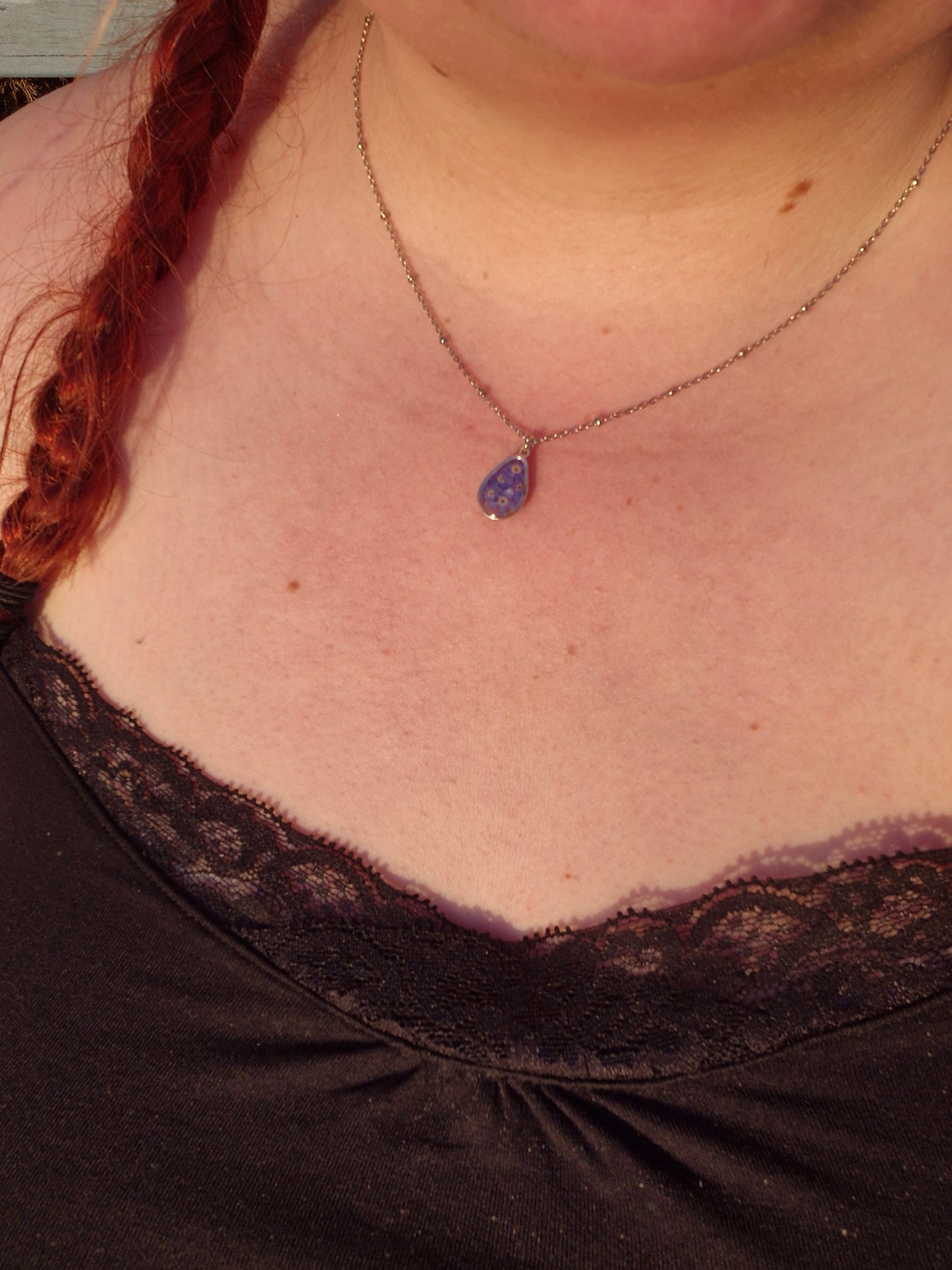 Delicate forget me not pendant