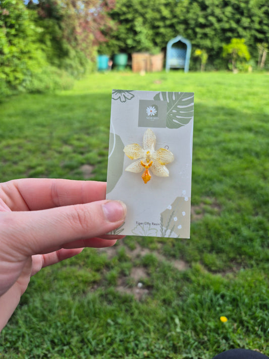 Real Phalaenopsis Mini Mark Orchid pin badge