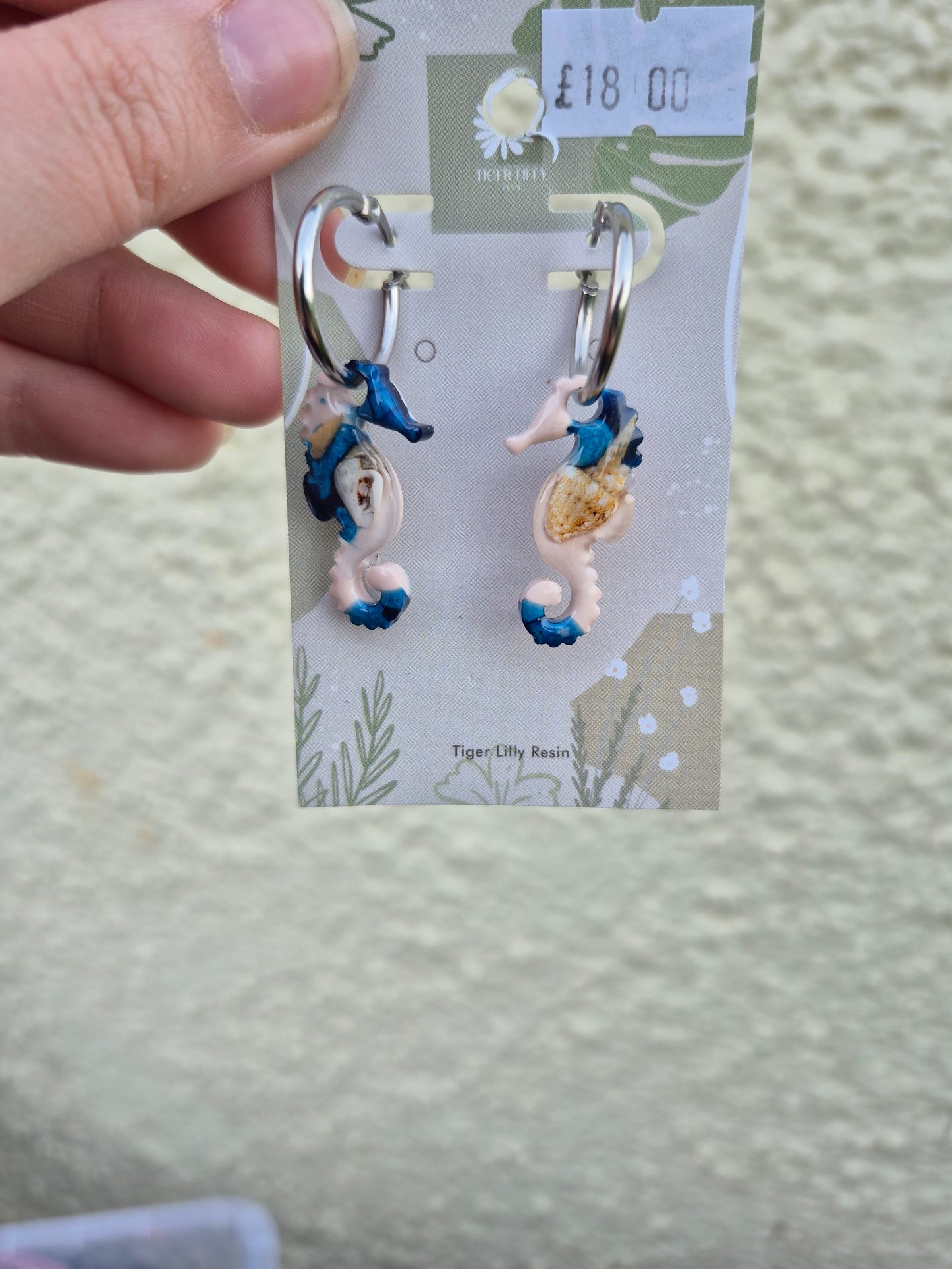 Sea horse hoop earrings