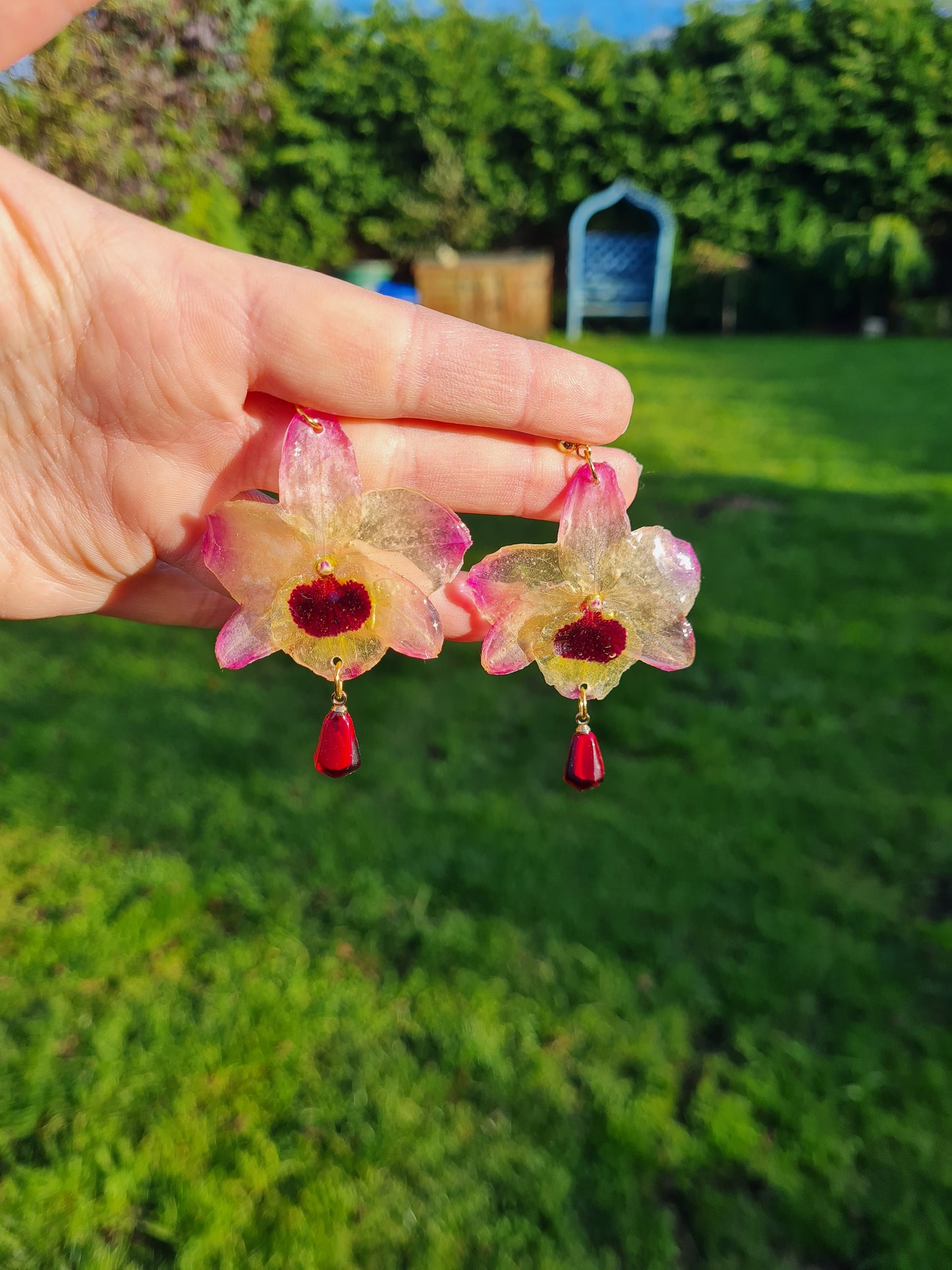 Dendrobium orchid earrings