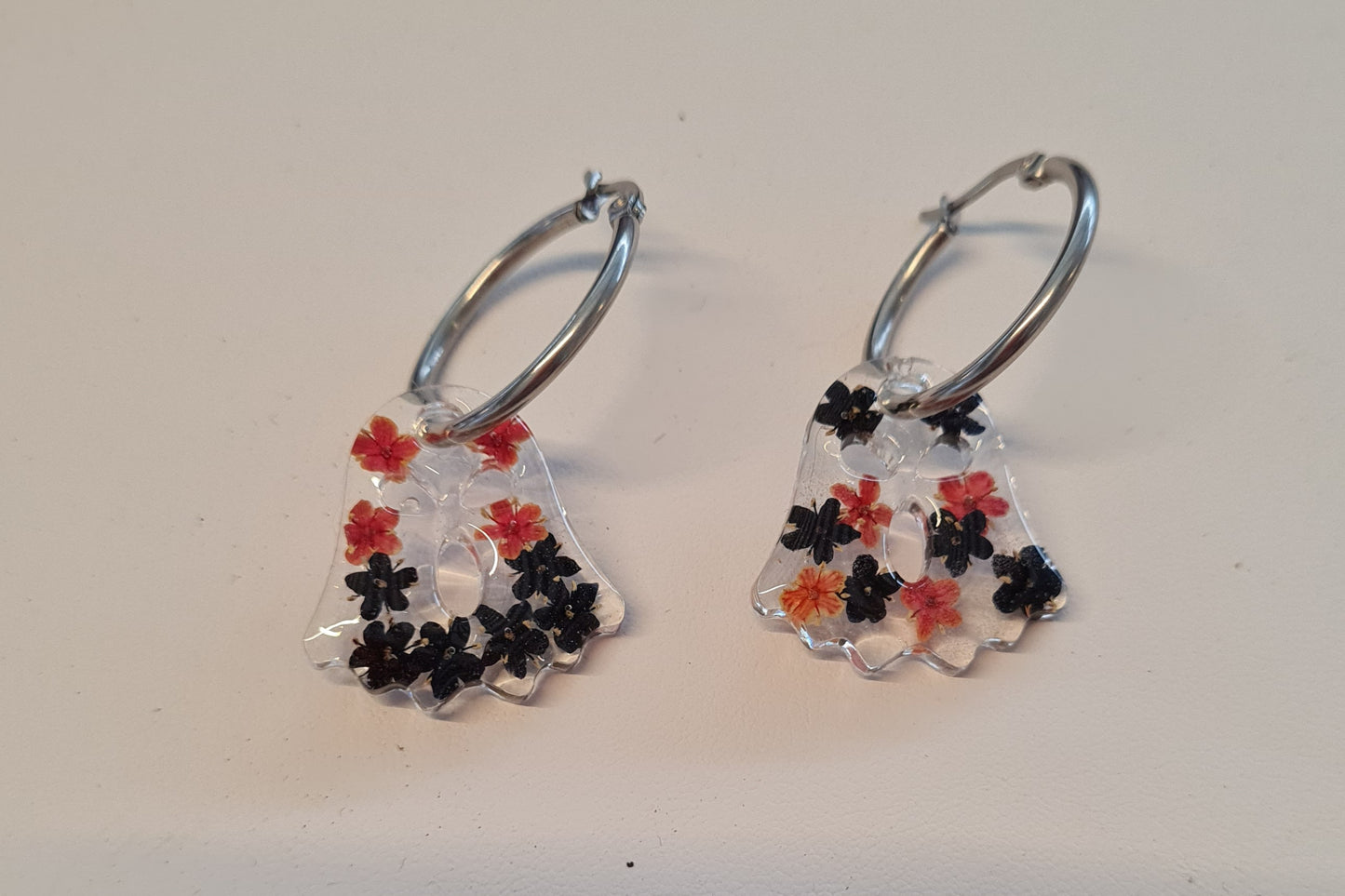 Floral Ghost hoops earrings