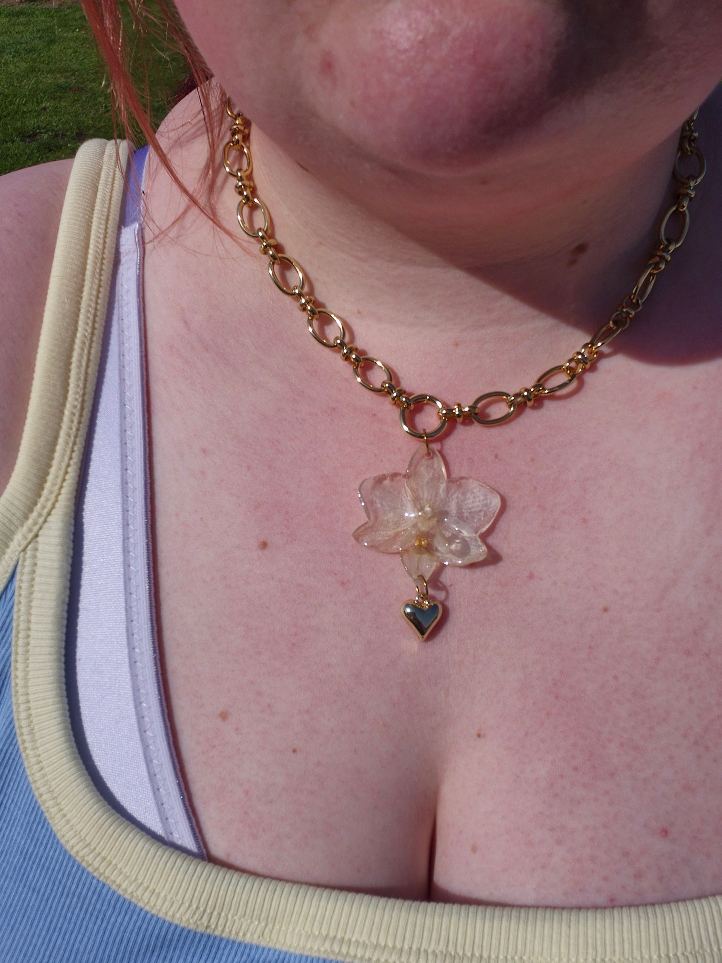 White phalaenopsis orchid necklace