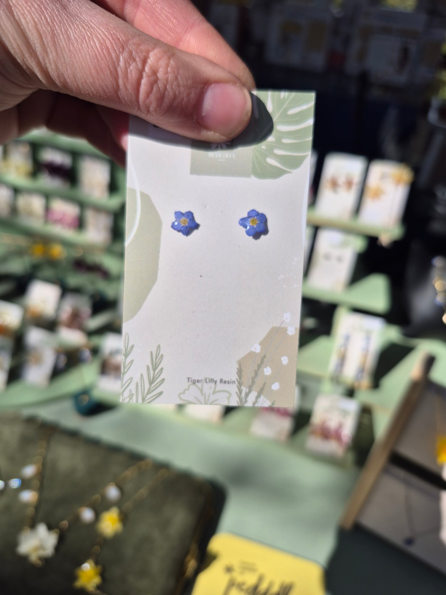 Real Forget me not studs earrings