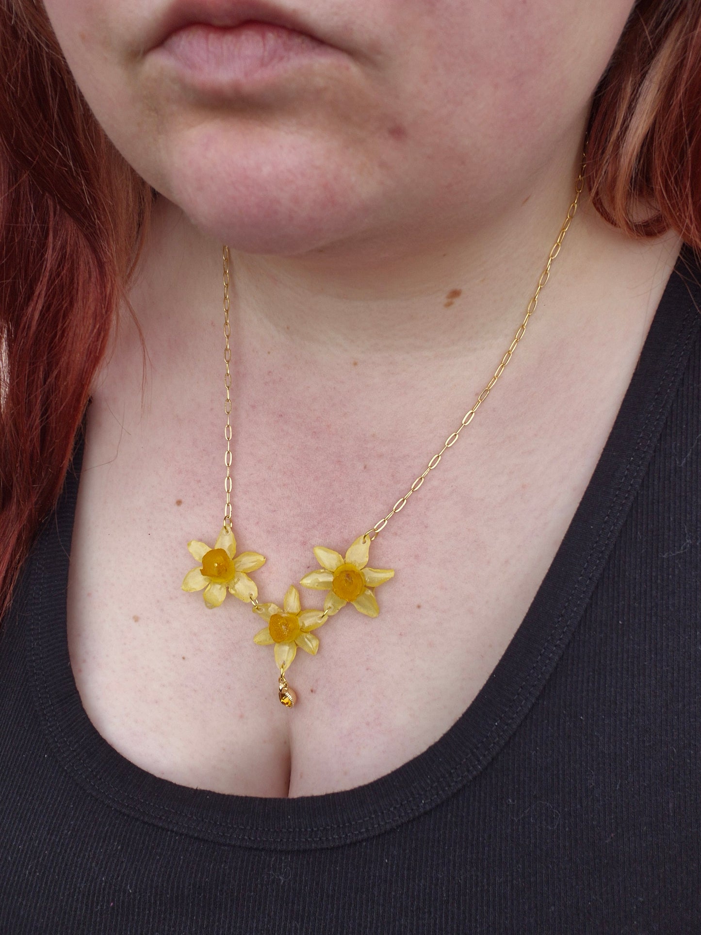 Real daffodil pendant