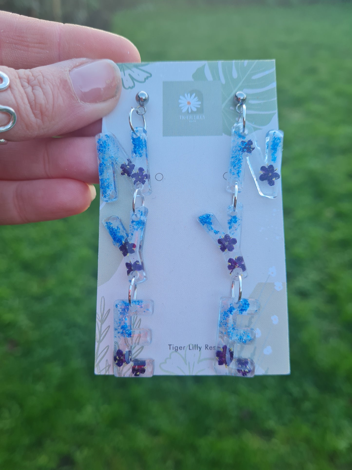 Floral and glitter new years eve earrings