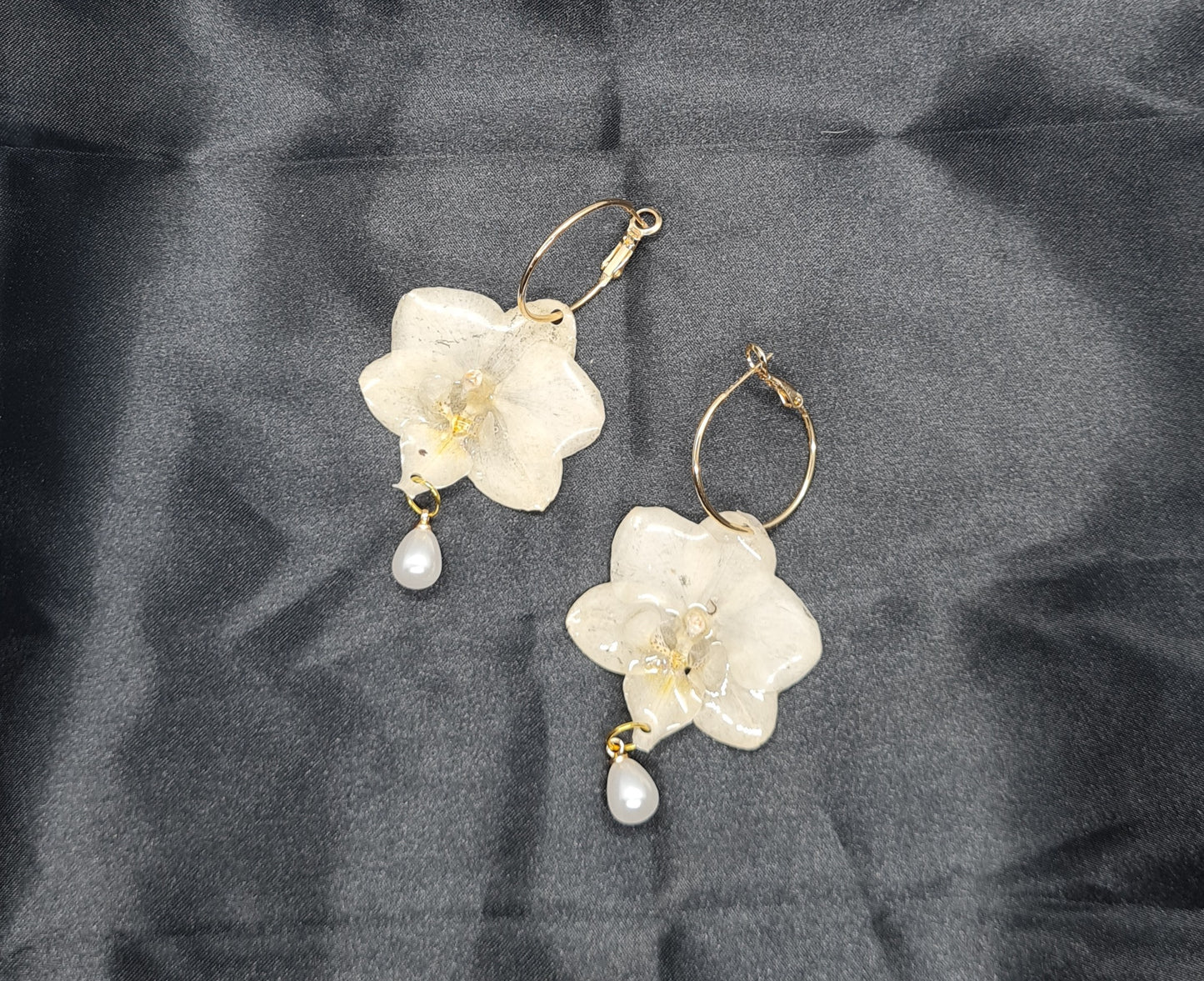 White phalaenopsis orchid earrings