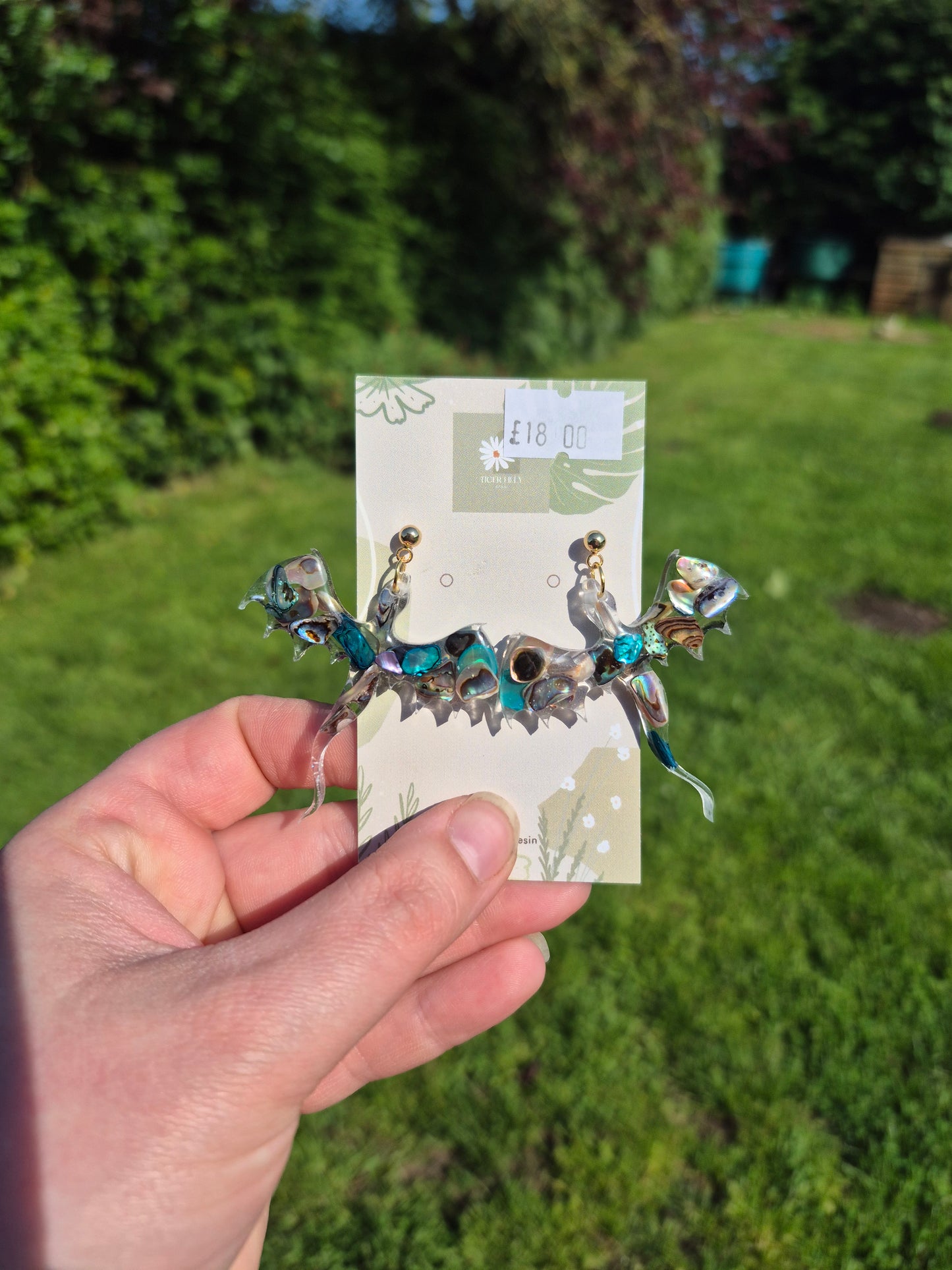 Abalone shell dragon earrings