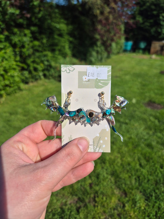 Abalone shell dragon earrings