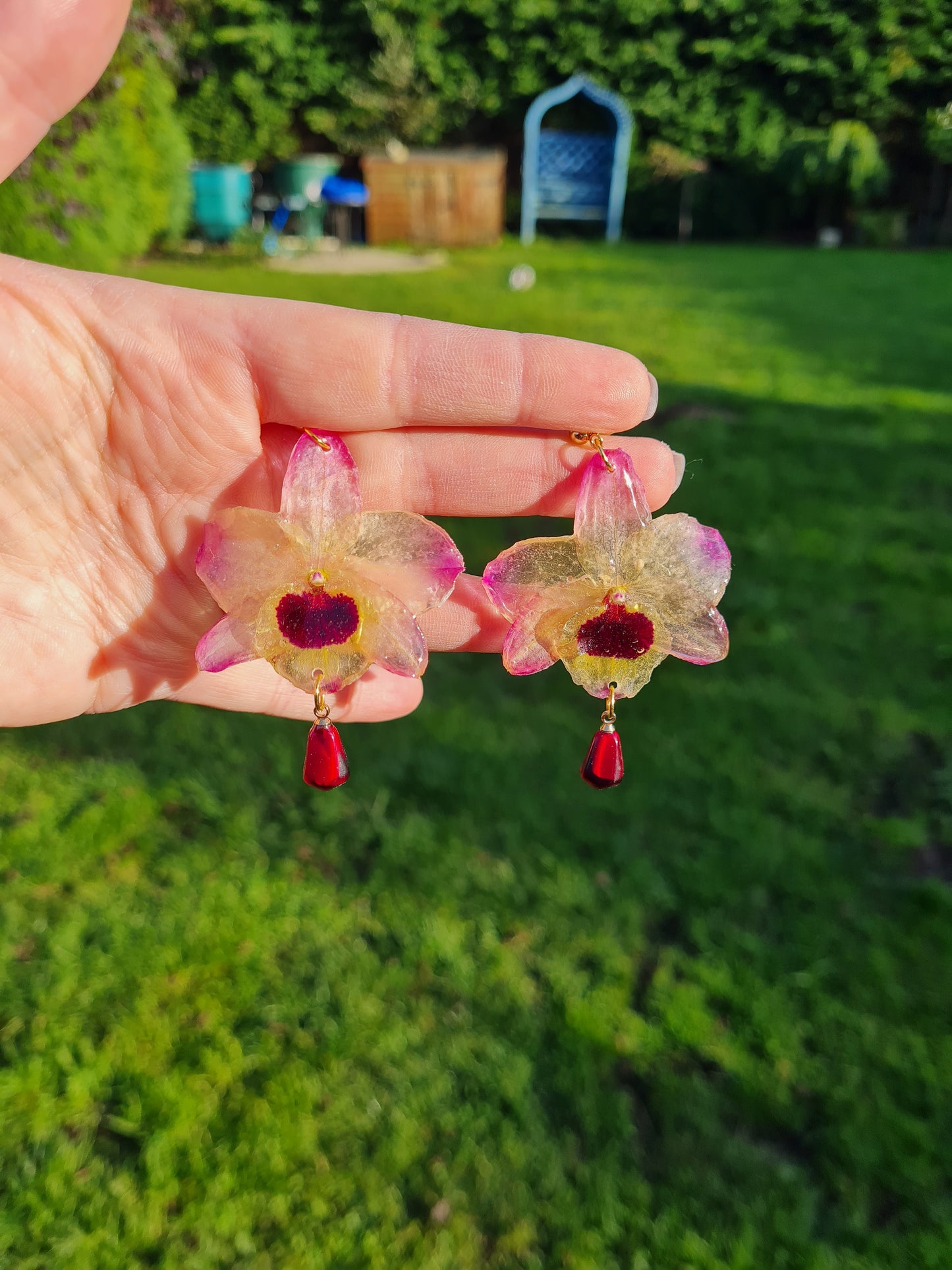 Dendrobium orchid earrings