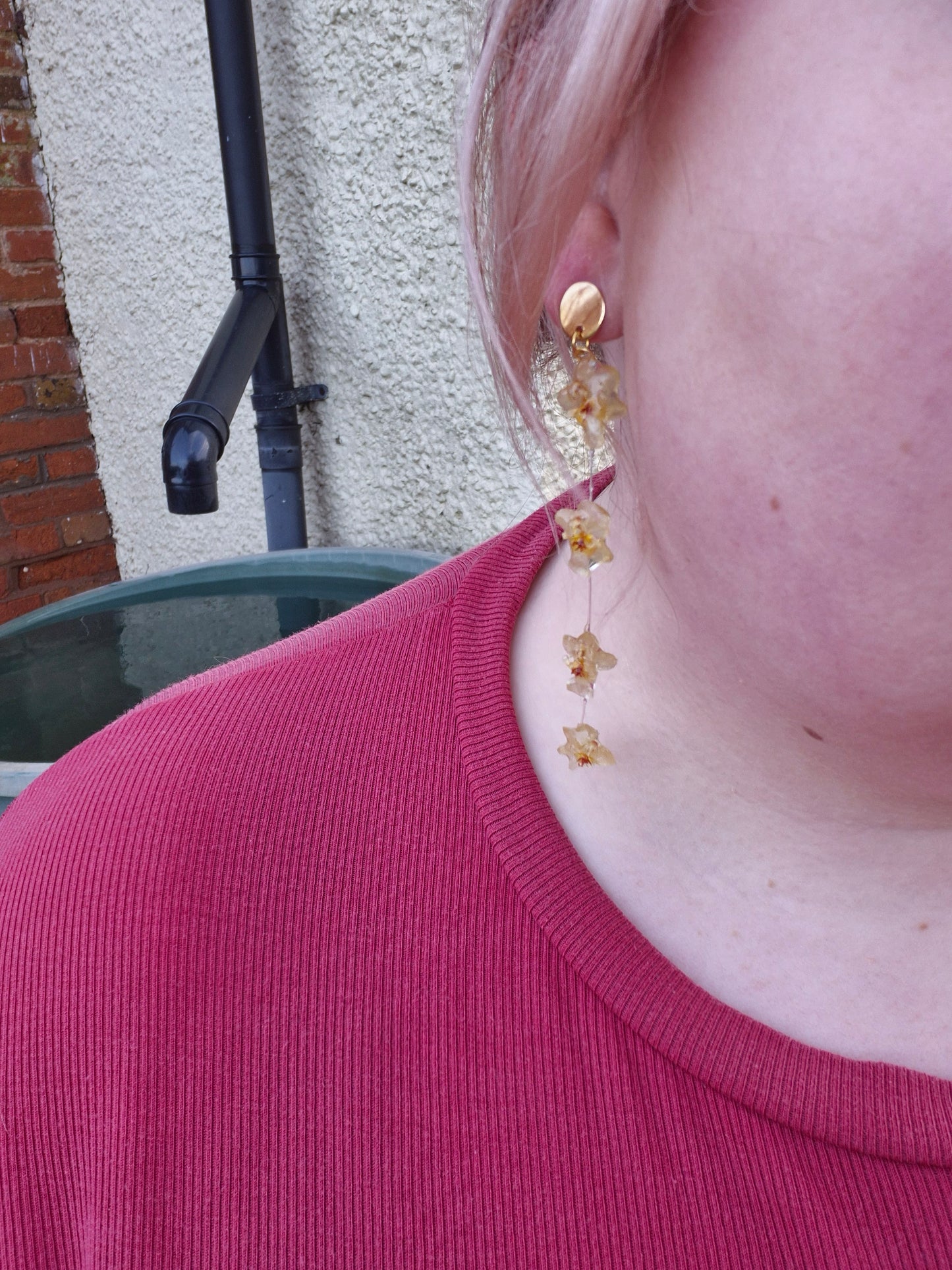 Oncidium orchid resin dangle earrings