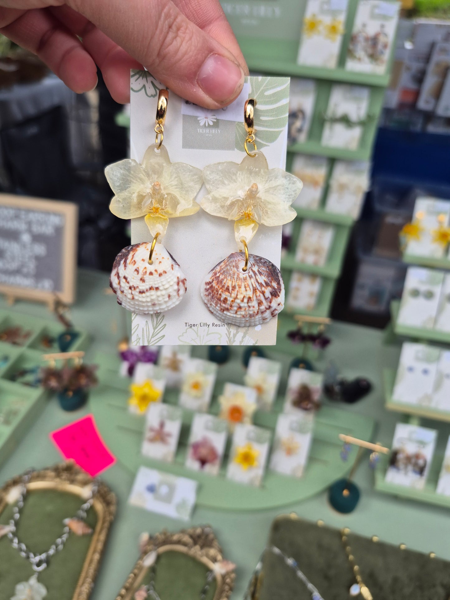 White phalaenopsis orchid beach dangles
