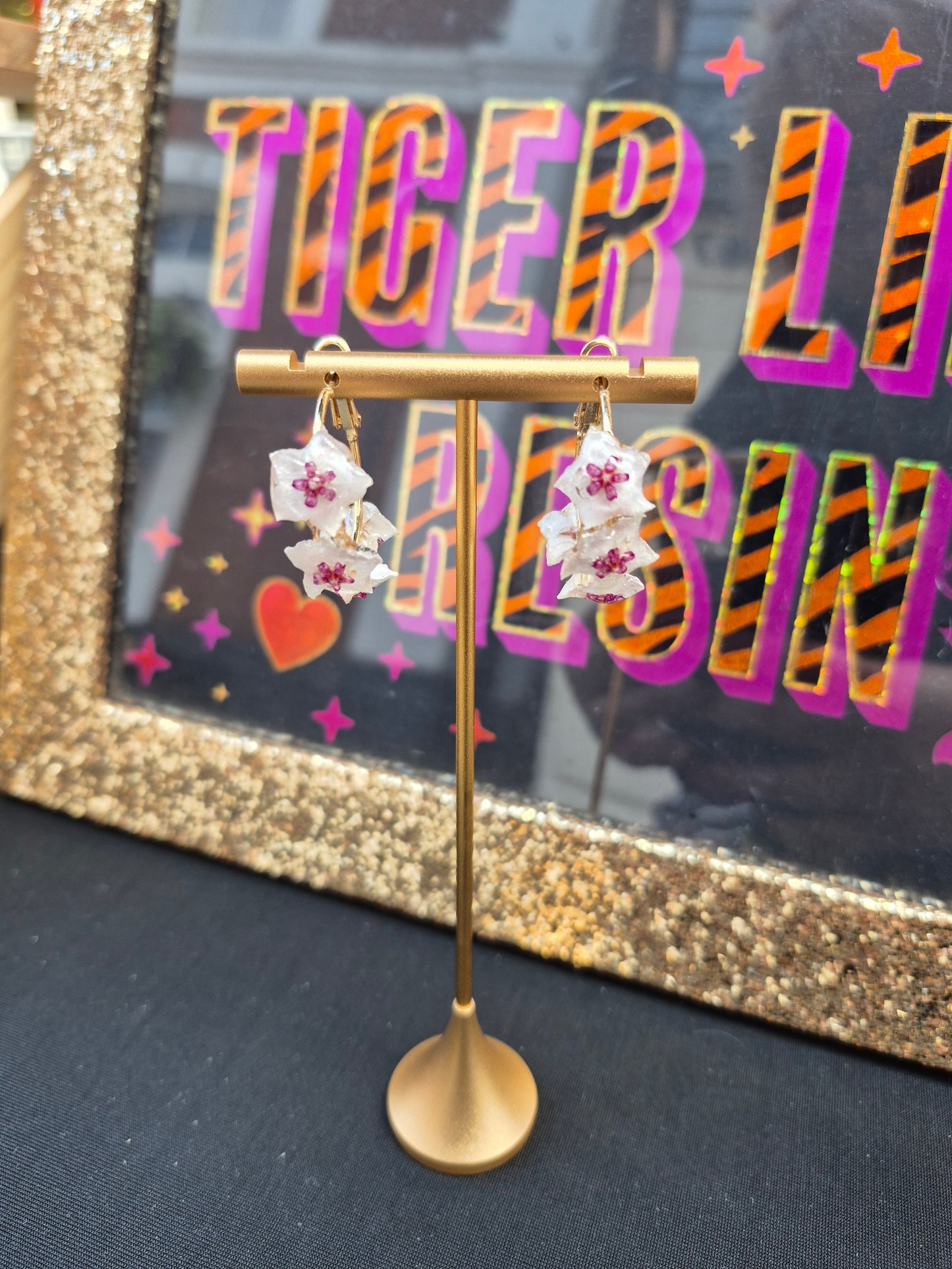 Real Hoya Bella Flower Hoop Earrings