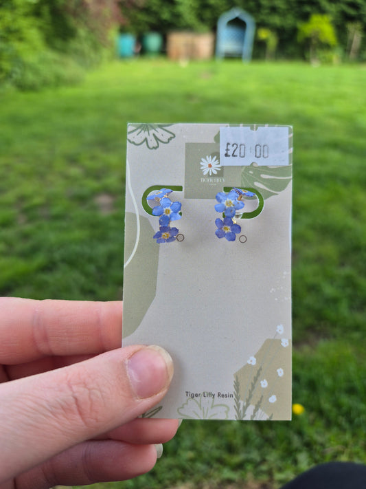 Real forget me not small hoop earrings