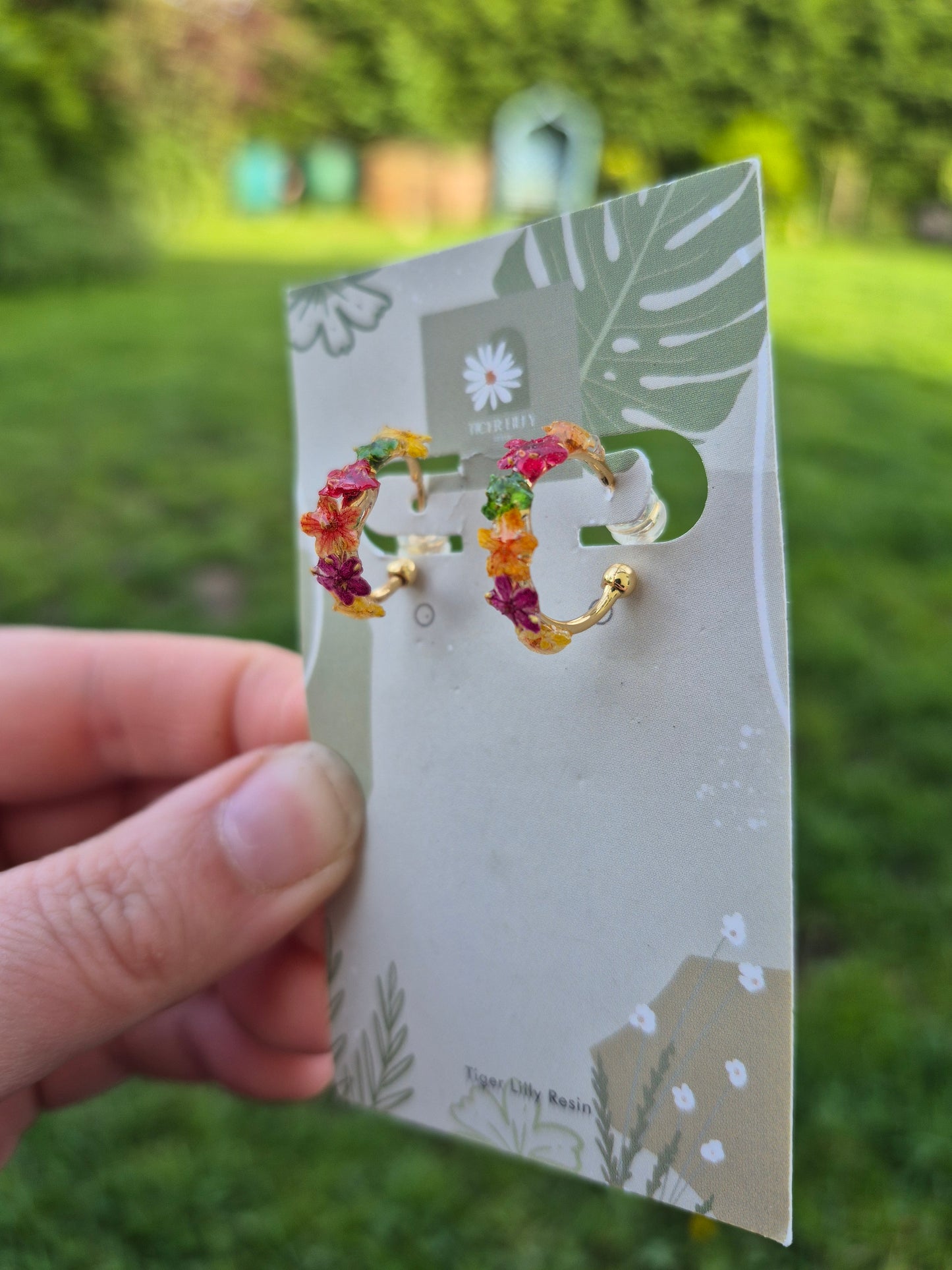 Tutti fruity hoop flower earrings