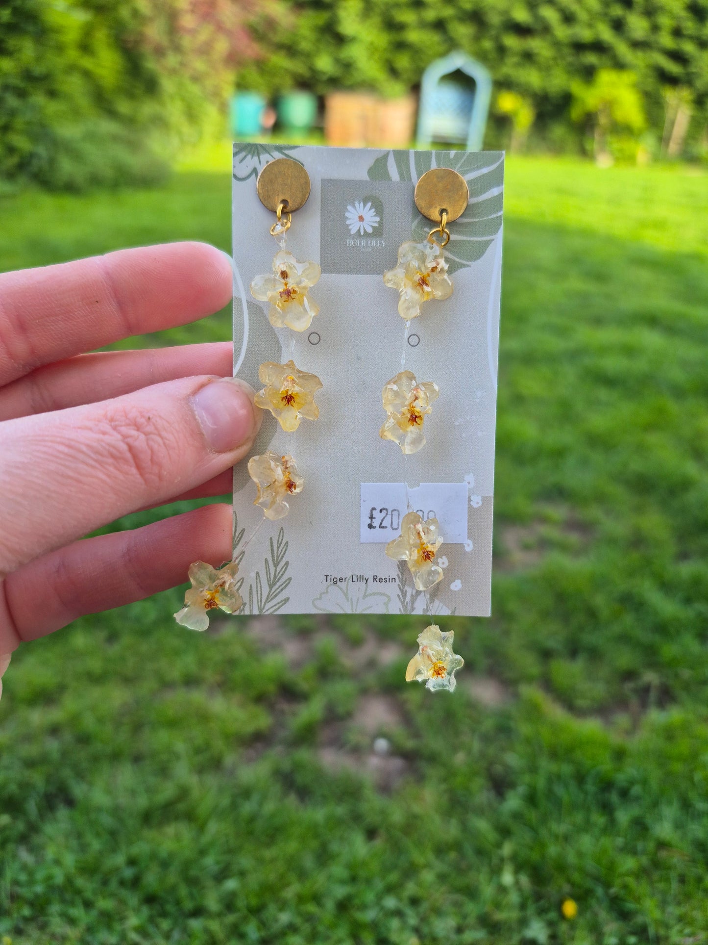 Oncidium orchid resin dangle earrings