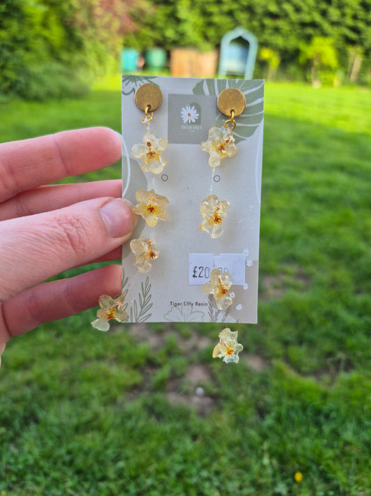 Oncidium orchid resin dangle earrings